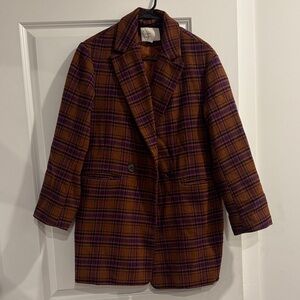 a new day Brown and Purple Plaid Jacket